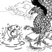 Thumbnail of A gryphon and a fish.