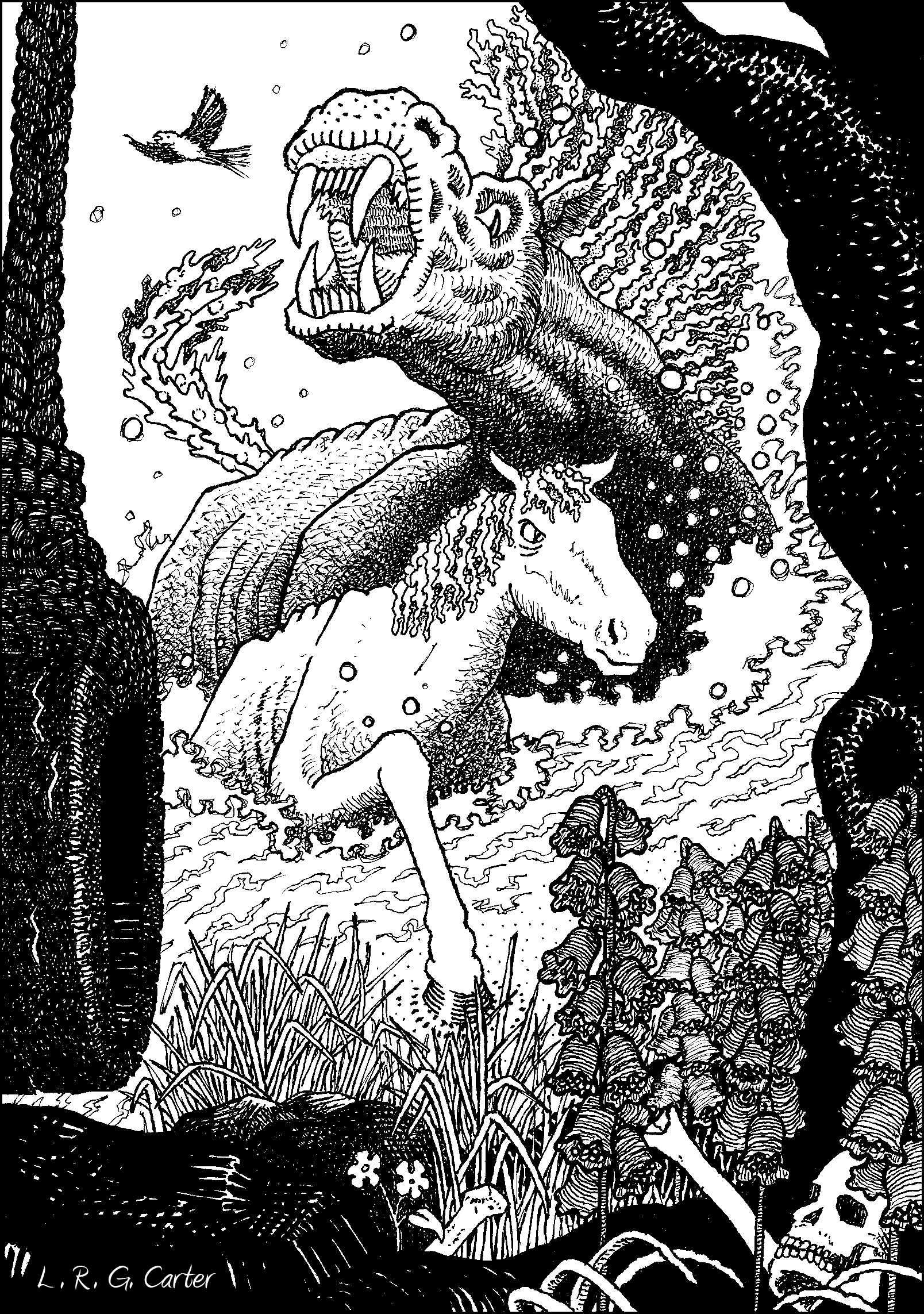 A Kelpie takes her foal to the tire swing.